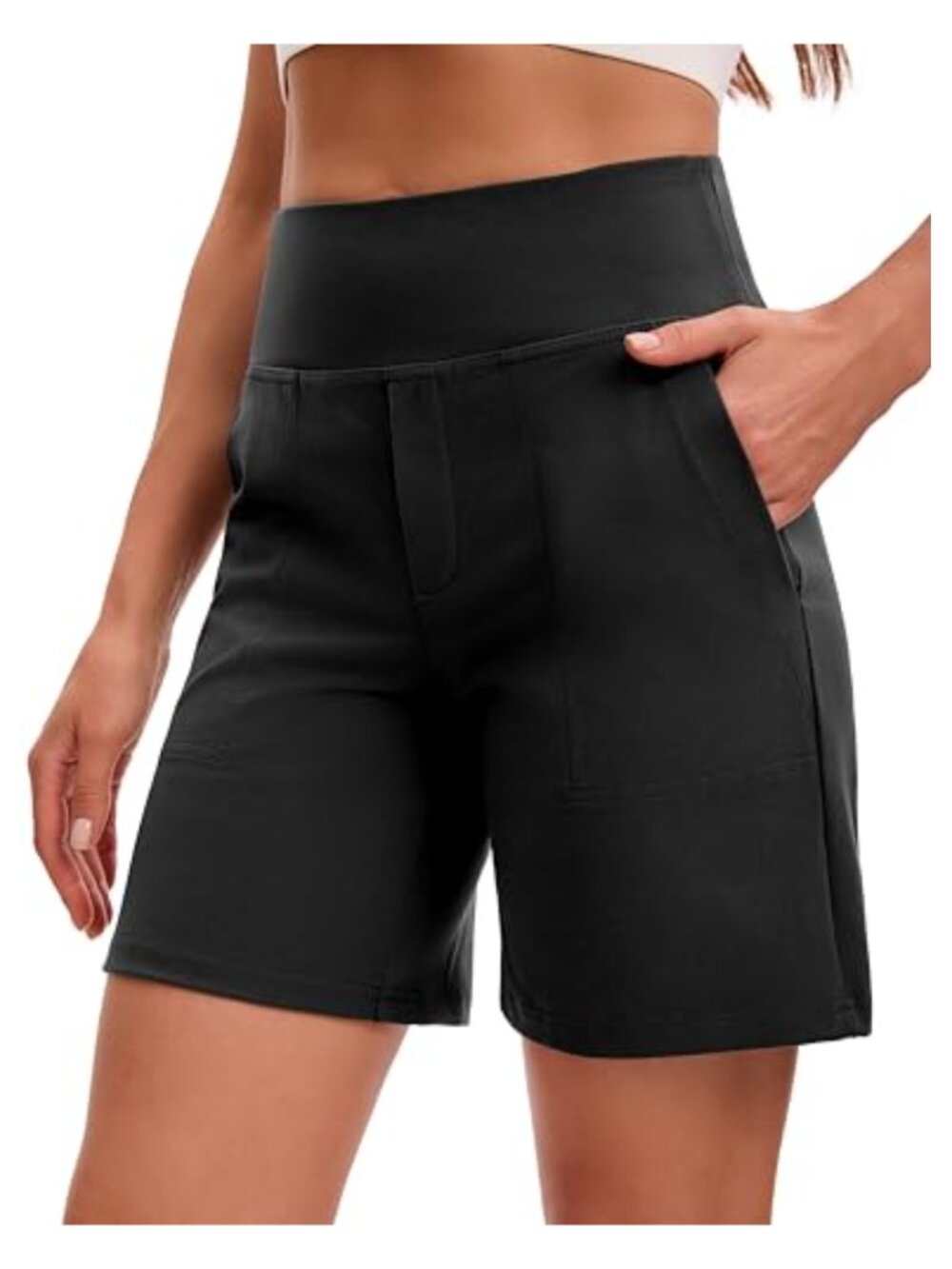 Women's Bermuda Shorts 7" Athletic High Rise Long Shorts with Pockets